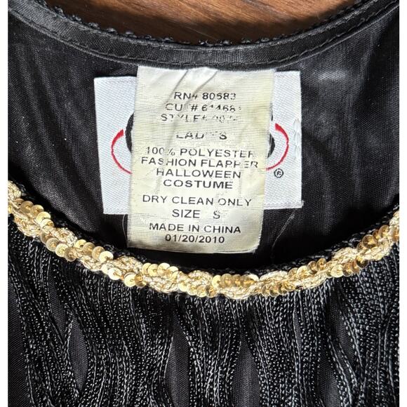 Charades VTG Black Fringe Flapper Dress S Halloween Costume Cosplay 20s Gatsby - Picture 7 of 10
